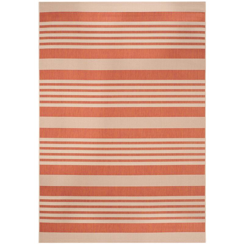 SAFAVIEH Courtyard Orsi Indoor/ Outdoor Waterproof Area Rug - 6'7" x 9'6" - Terracotta/Beige