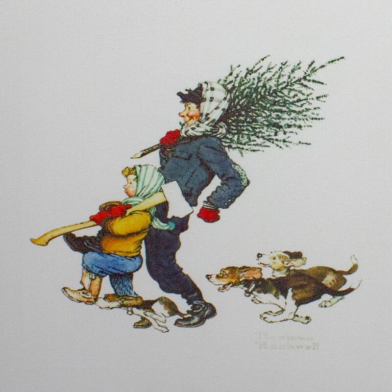 Set of 4 8" x 8" Classic Norman Rockwell Christmas Scene Canvas Prints