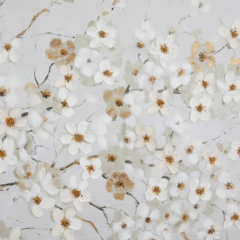 Canvas Floral Branch Wall Decor - White - Roche River Decor