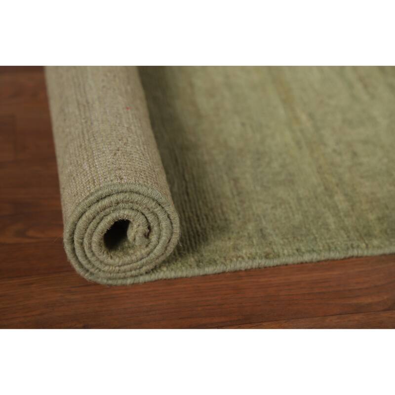 Hand Knotted Oriental 100% Wool Carpet Modern Solid Green Gabbeh Area Rug - 5' 0'' X 3' 5''