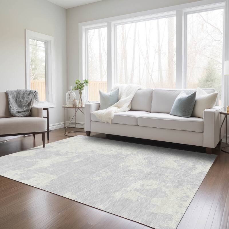 Machine Washable Indoor/ Outdoor Chantille Abstract Rug