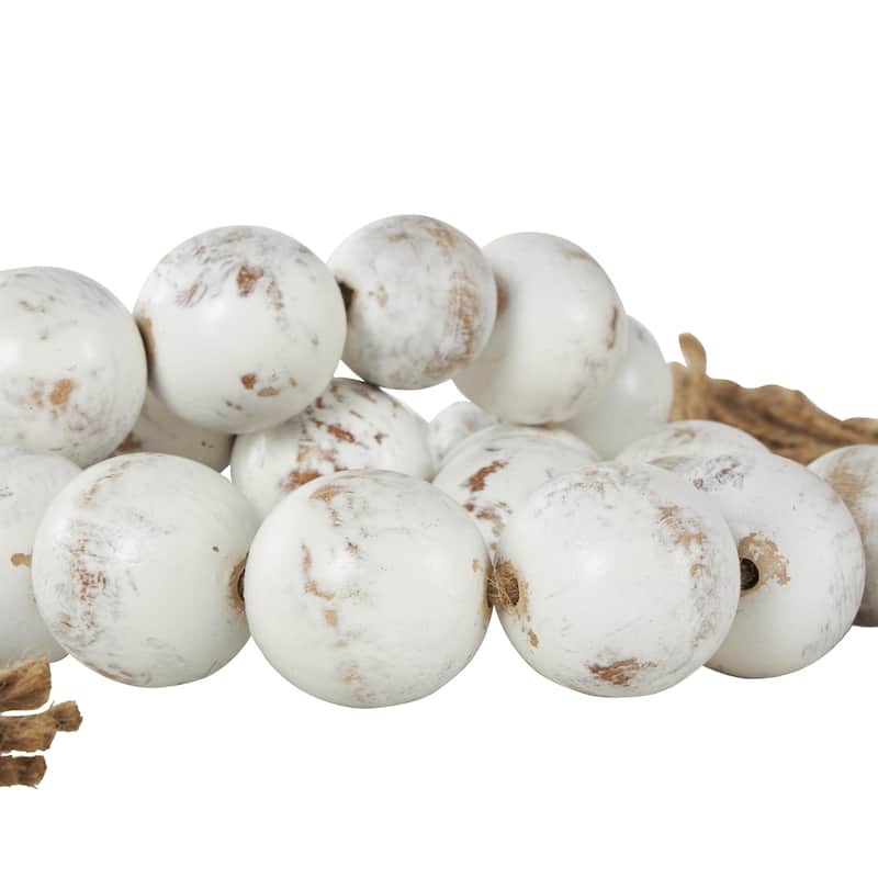 Brown Glass Handmade Round Extra Long Frosted Orb Beaded Garland with Tassel with Knotted Jute Rope