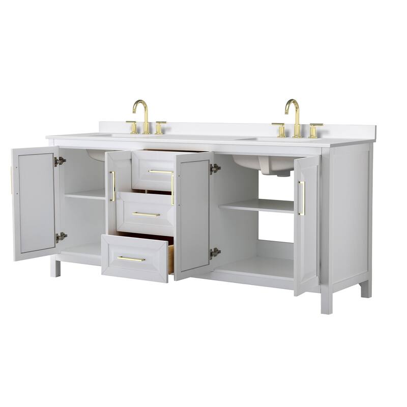 Daria 80-inch Double Vanity, 3 Hole Quartz Top