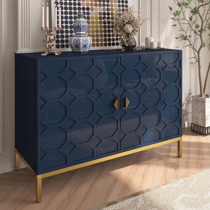 Clihome 40-inch Two Door Glossy Media Storage Cabinet/Buffet - Blue