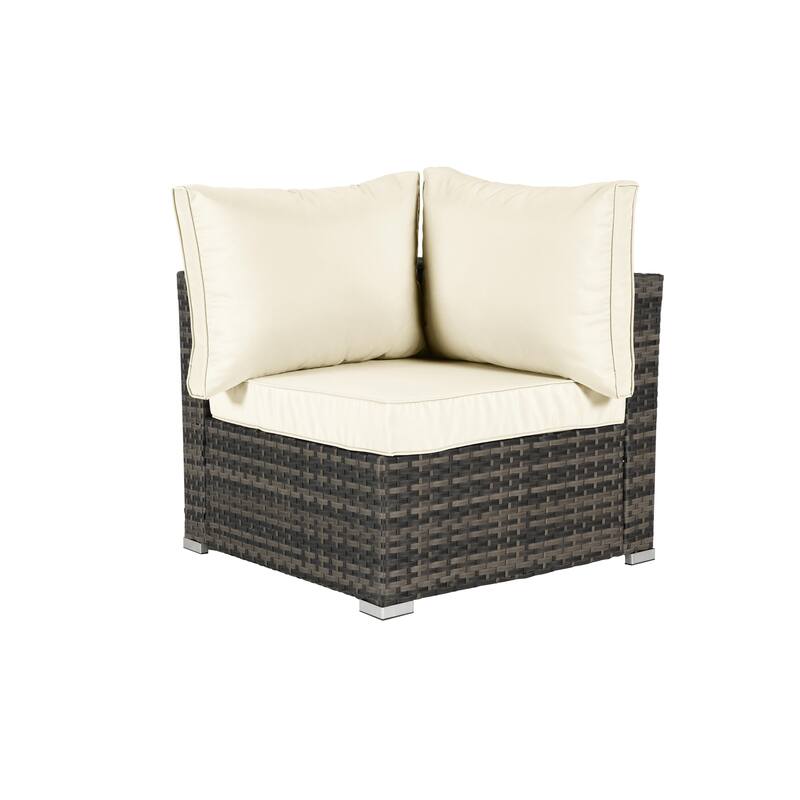 8-Piece Sectional Sofa Set with Washable Cushions & Glass Table