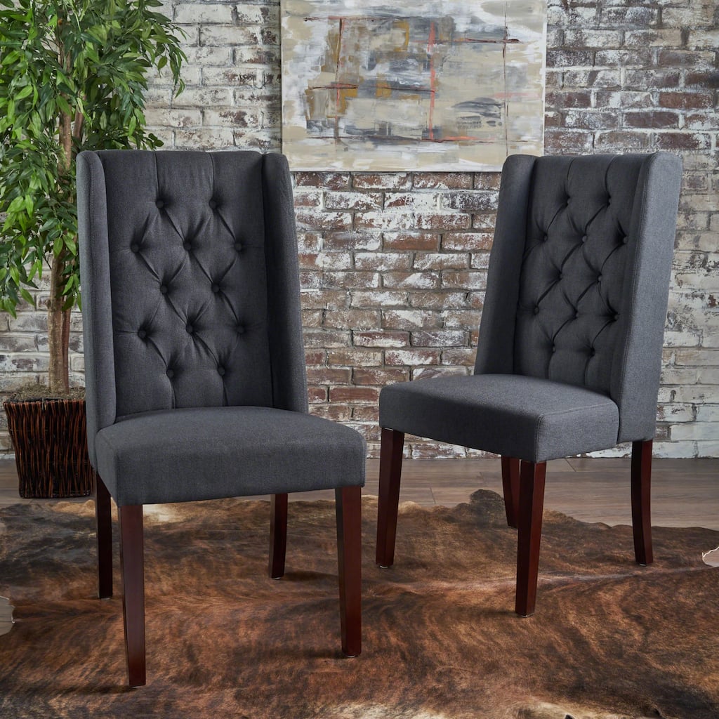 2 Piece Button Tufted Dining Chairs with Upholstered High Back Birch Legs for Dining Room Kitchen Bedroom Living Room Dresser
