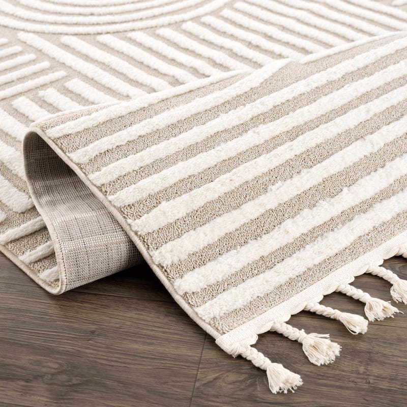 Hauteloom Moisen Geometric Modern Contemporary Beige Area Rug