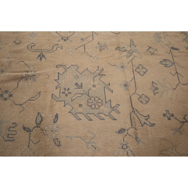 Pre-1900 Antique Vegetable Dye Oushak Turkish Large Wool Carpet - 12'5" x 19'1"