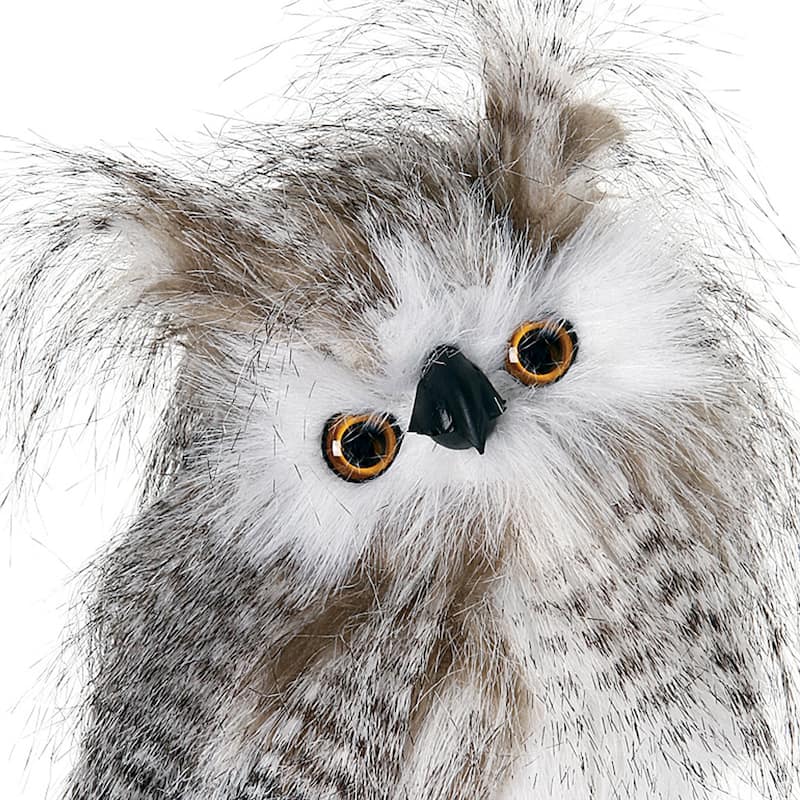 Standing Zebra Feather Owl 10"