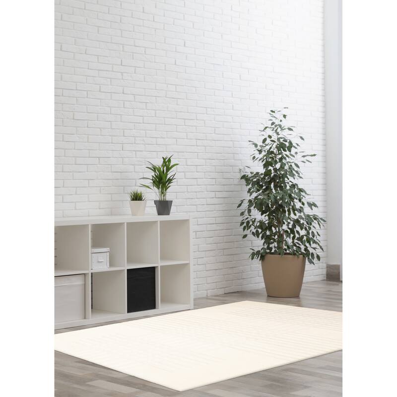 ECARPETGALLERY Hand-knotted Tangier Cream Wool Rug - 4'11 x 7'11