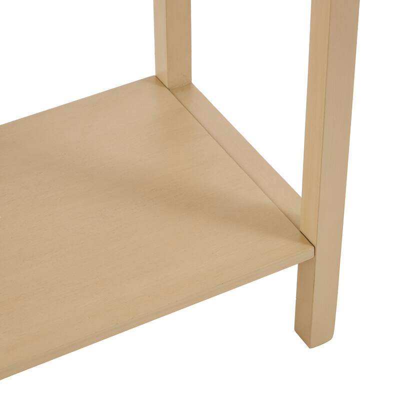 Beige Wood Handmade 2 Drawer Living Room Console Table with Black Handles