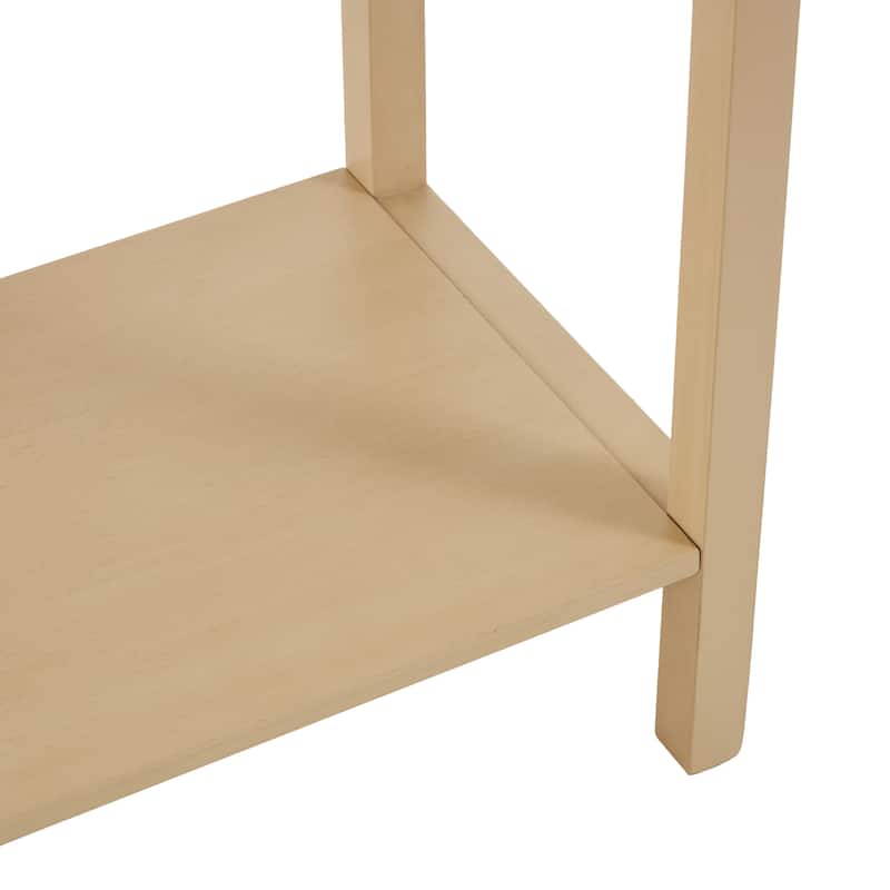 Wood Handmade 2 Drawer Console Table with Black Handles - Beige - Roche River Decor