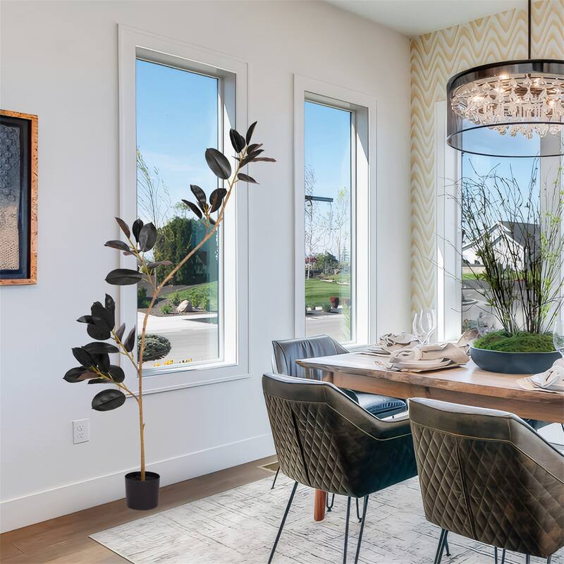 6.9ft Artificial Rubber Tree with Real Touch Leaves