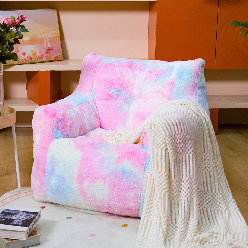 Mieres Faux Fur Fabric Bean Bag Chair, Floor Sofa For Living Room, Bedroom Lazy Sofa