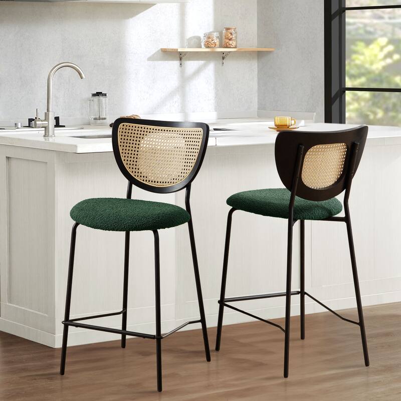 26" Rattan Counter Height Bar Stools Set of 2/3/4 - 37.8"H x 17.7"W x 21.7"D