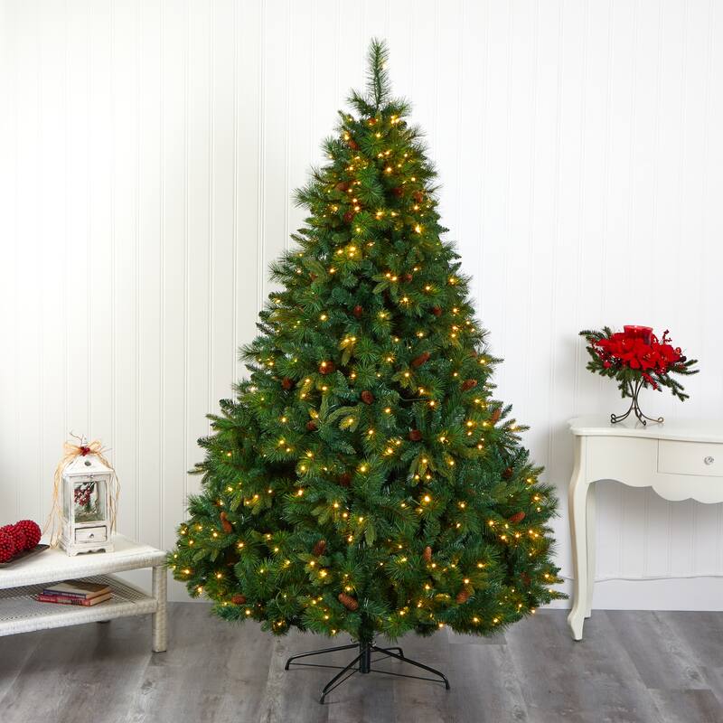 7.5' Pre-Lit Full West Virginia Pine Artificial Christmas Tree, Clear LED Lights - 7.5 Foot