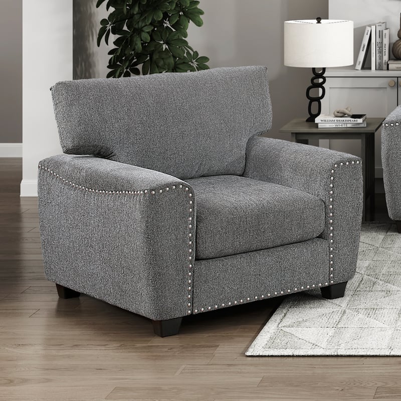 Windsor 41" Chenille Accent Chair - Nailhead Trim Details