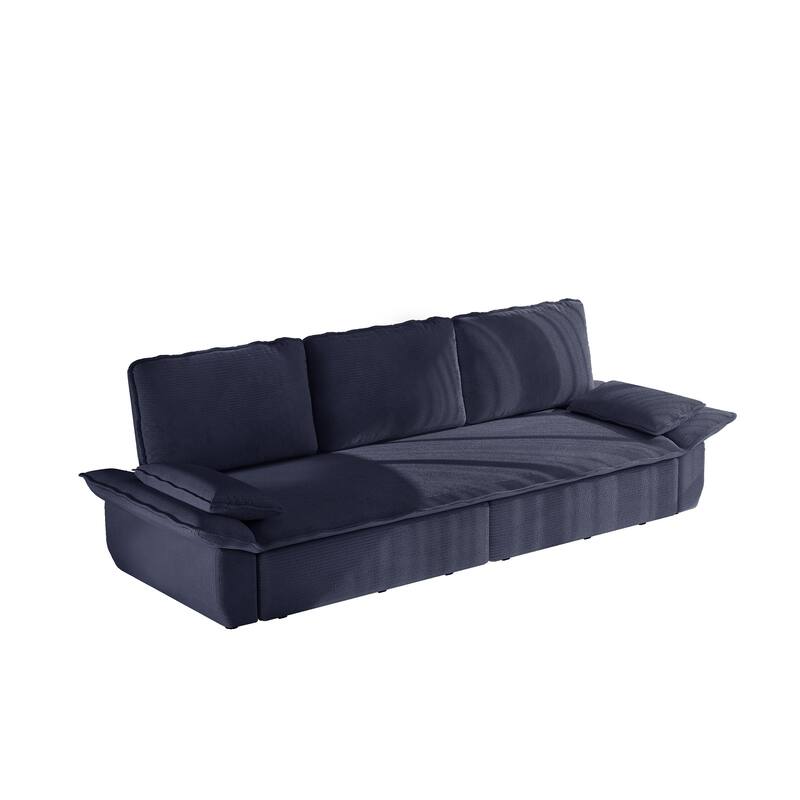 94.5" Corduroy Sofa Bed, 3-in-1 Convertible Sleeper Sofa Couch, Pull Out Sofa Bed, Space-Saving Upholstered Sofa