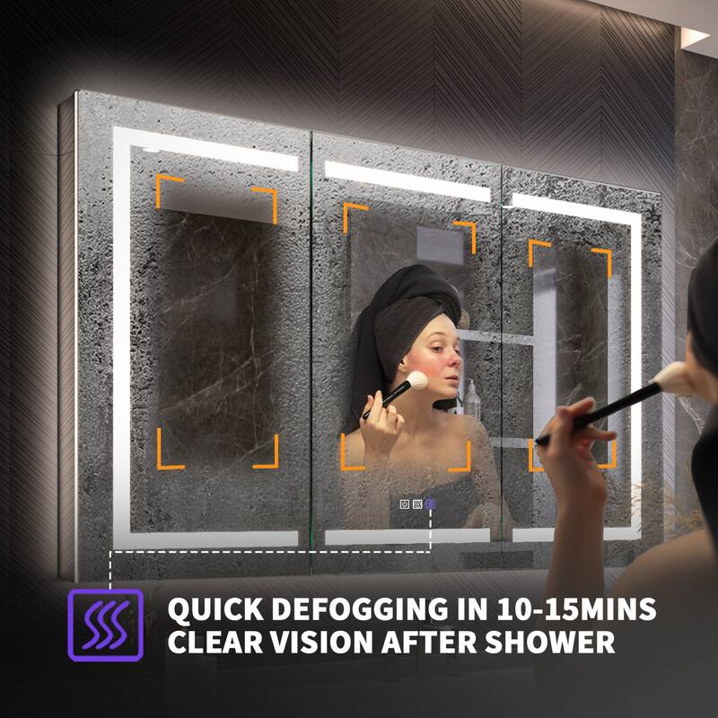 Modland 48"-72"W x 36"H Lighted Bathroom Medicine Cabinet with Backlit & Frontlit Modes,Anti-Fog