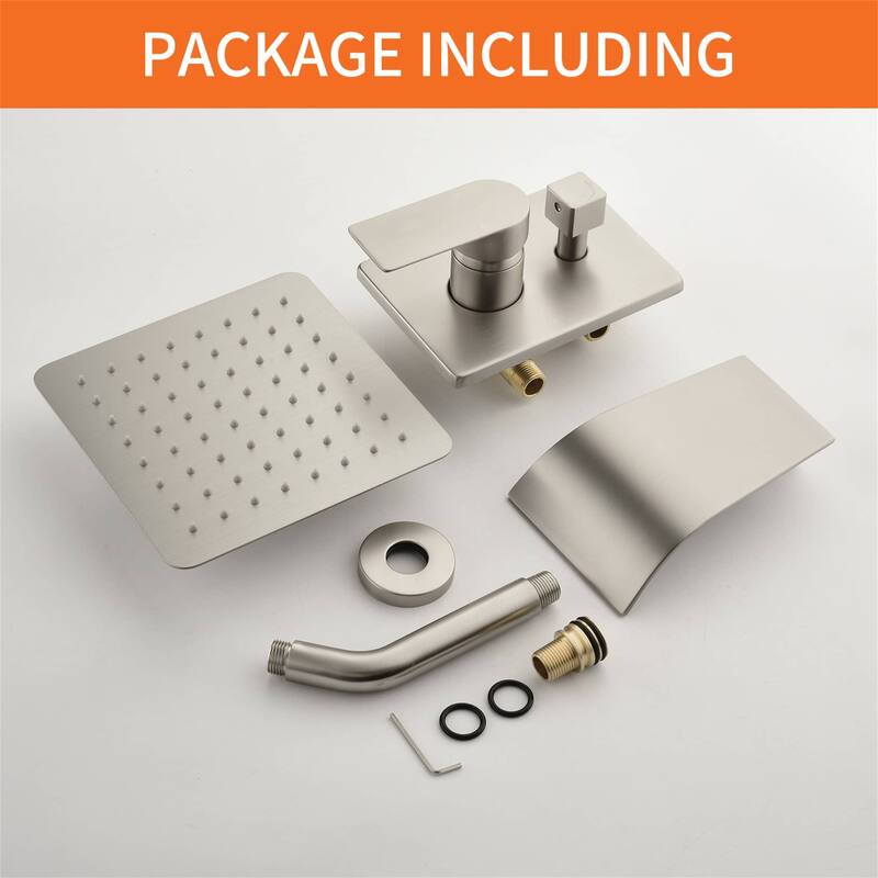 Tub Shower Faucet With Rough-in Valve Wall Mounted Shower System With Tub Spout Modern 8 Inch Rainfall Shower Head Kit Set