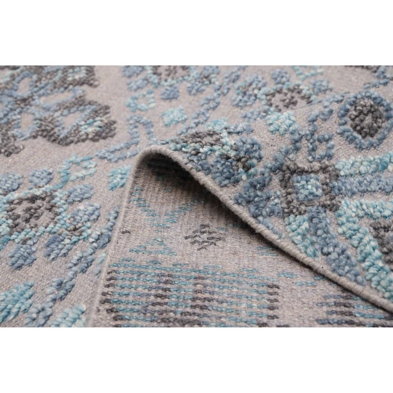 ECARPETGALLERY Hand-knotted Tangier Light Blue Wool Rug - 5'5 x 7'6