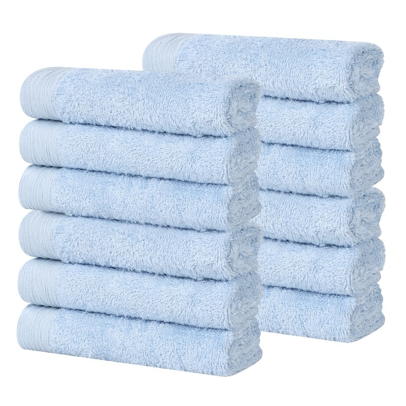 Superior Sierra Rayon From Bamboo Cotton Blend Face Towel Washcloth Set of 12