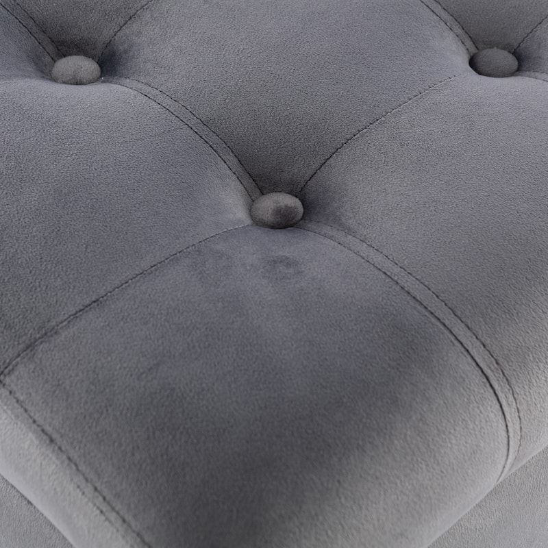 Modern Velvet Button Tufted Rectangle Storage Ottoman