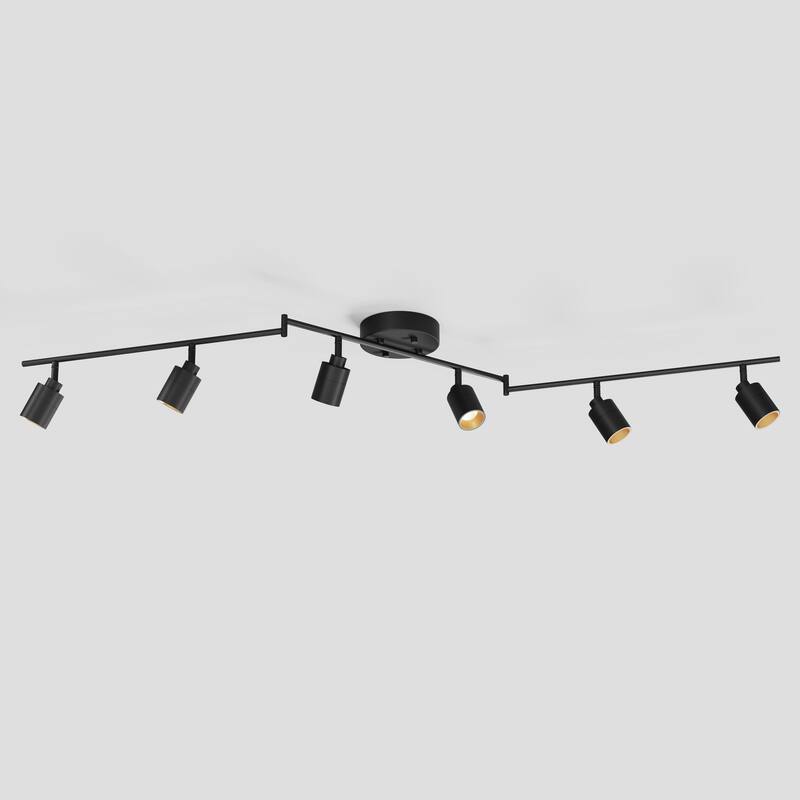 Shura 6-Light Black Integrated LED Swivel Track Light with Rotatable Heads, 5 ft. Track Lighting Kit, 3000k, 3000 Lumens