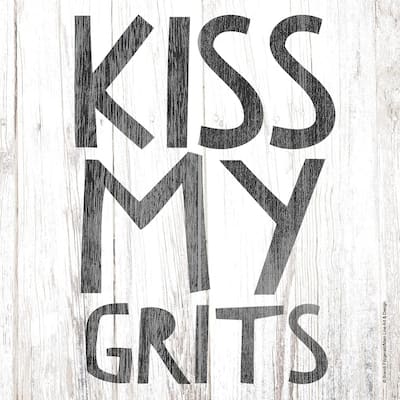 Kiss My Grits Decorative Heat Tolerant Ceramic Stone Trivet 7.9" Square Protective Cork Backing, Easily Wipes Clean