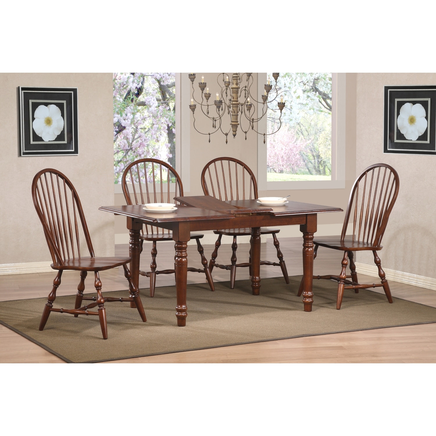 Extendable Dining Set - 5 Piece Rectangular Table & Chairs - Retro Design - Seats 4-6