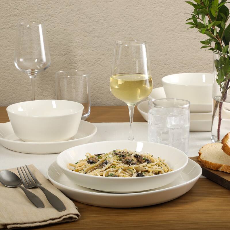 Gibson Home Summer Shades 16 Piece Plates and Bowls Dishes Service for 4 Stoneware Dinnerware Set
