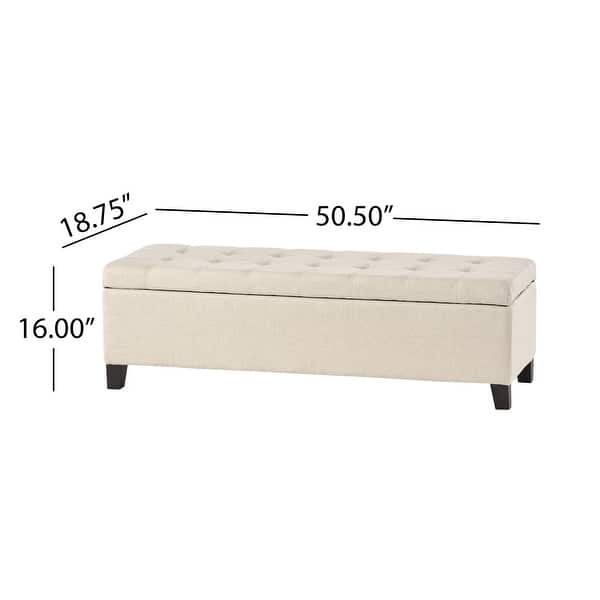 dimension image slide 1 of 10, Mission Tufted Fabric Storage Ottoman Bench by Christopher Knight Home - 50.50"L x 18.75"W x 16.00"H