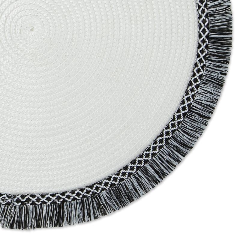 DII Nautical Blue Round Fringed Placemat Set/6