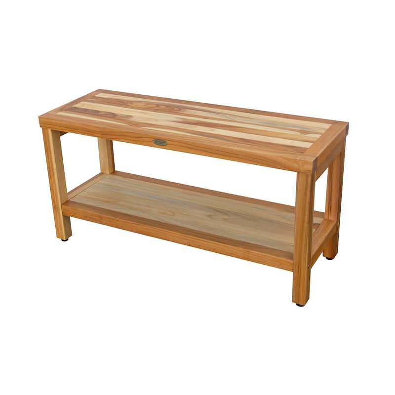 EcoDecors Eleganto EarthyTeak 36" Teak Shower Bench with Shelf