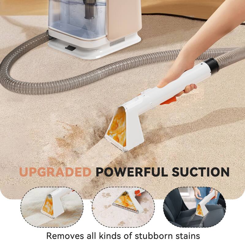 Portable Carpet Cleaner Machine for Pets, Upholstery & Car Interior, Powerful Spot Cleaner with Dual Water Tanks