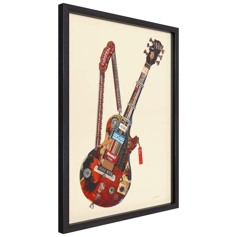 Empire Art "Electric Guitar" Alex Zeng's dimensional collage, under glass & a black shadow box frame