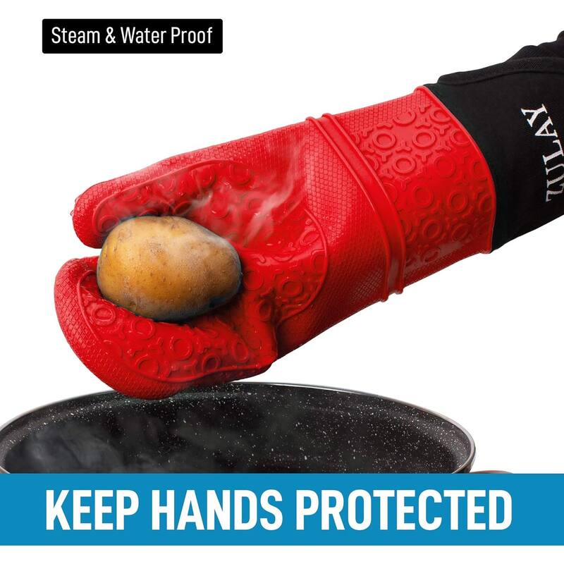 Zulay Kitchen Extra Long Silicone Heat Resistant Oven Mitts Bed Bath