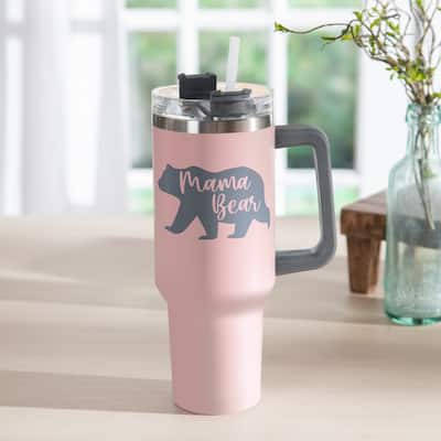 Mama Bear Canyon Cup, Double Wall Stainless Steel w/ Straw, 40oz, Gift Box - 40oz