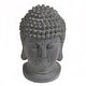 preview thumbnail 3 of 5, Grey Buddha Head Garden Outdoor Statue