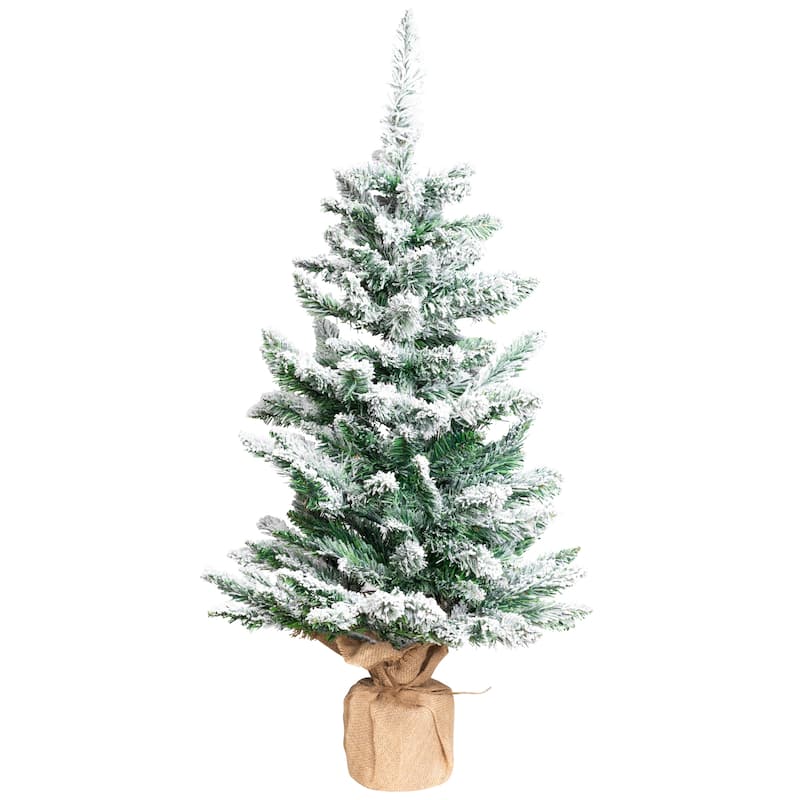 Frosted Pine Artificial Christmas Tree in Burlap Base - 3' - Unlit - 3 Foot