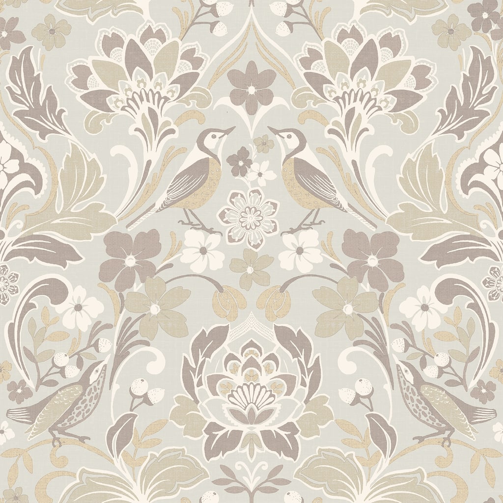 Arthouse Birdy Neutral Nuthatch Floral Wallpaper