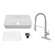 Option 36" Glossy White Sink + Brushed Nickel Faucet