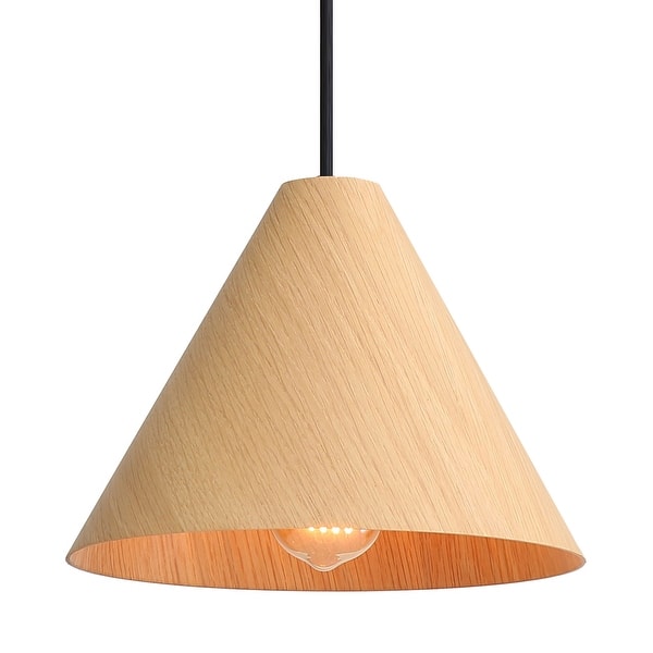 slide 2 of 4, Golden Lighting Conique 1-light 10in Pendant in Light Walnut - Silver