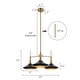 preview thumbnail 6 of 12, Conia Modern 3-Light Wheel Chandelier Black Gold Pendant for Dining Room - 25.2" D x 11.8" H
