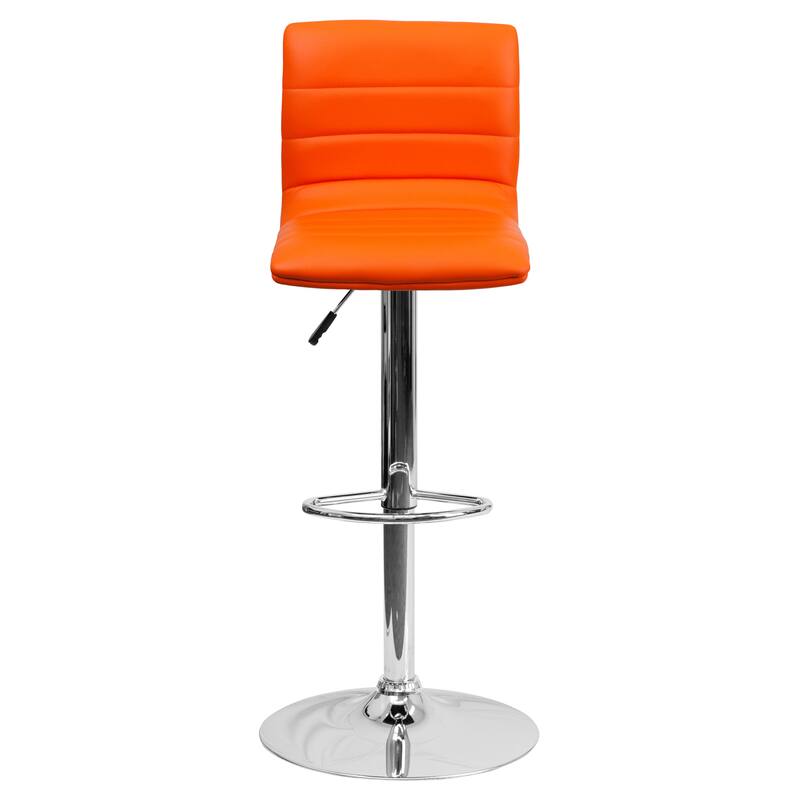 Modern Vinyl Stitch Back Adjustable Height Barstool - 16"W x 19"D x 35" - 44"H