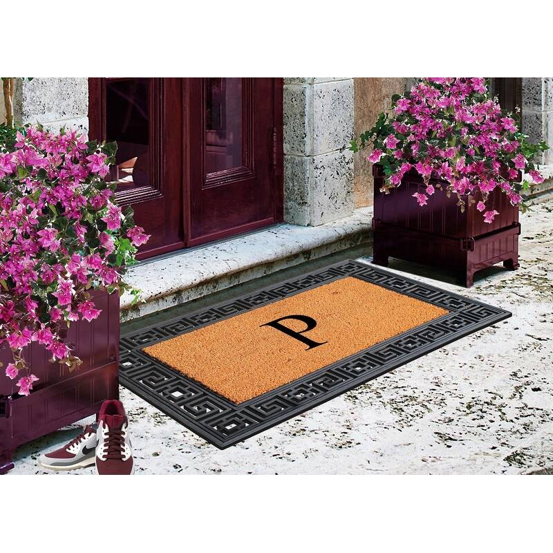 A1HC First Impression Carson Rubber and Coir 24" X 36", Heavy Duty, Easy to Clean Outdoor Monogrammed Doormat
