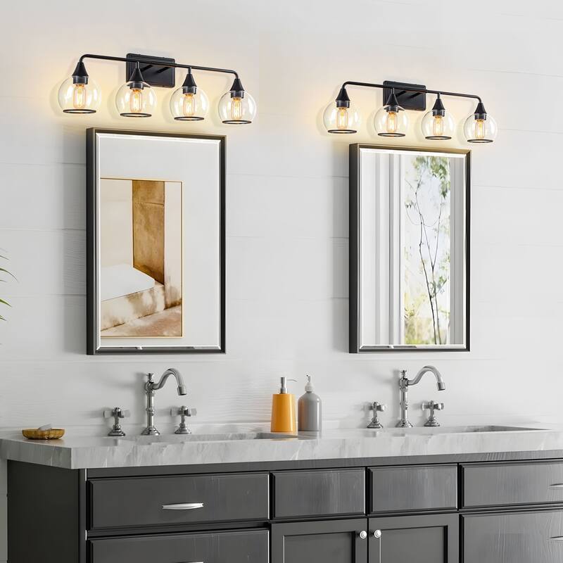 Starsky 3/4 Lights Modern Vanity Light Clear Globe Glass Shades