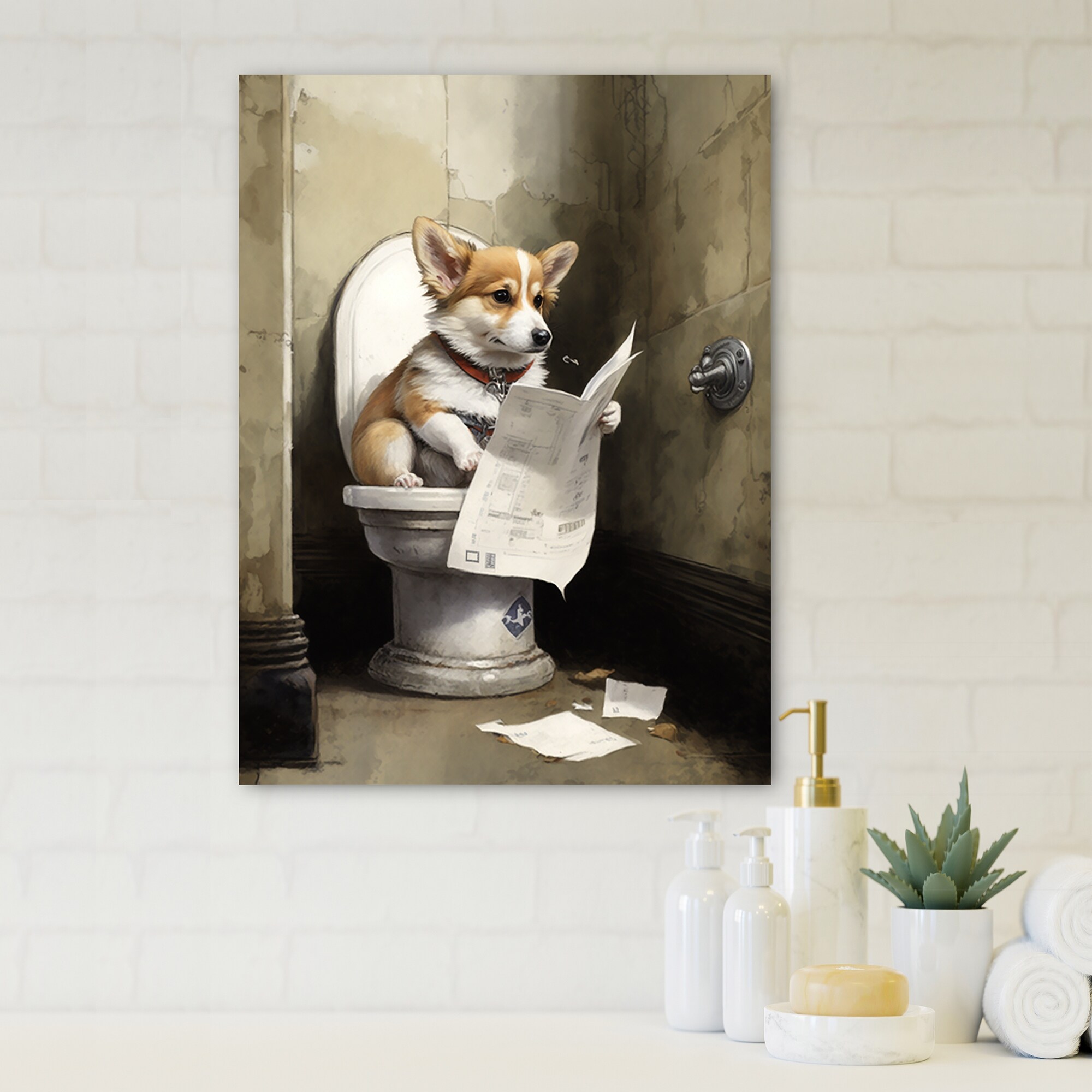 Corgi cheap canvas art