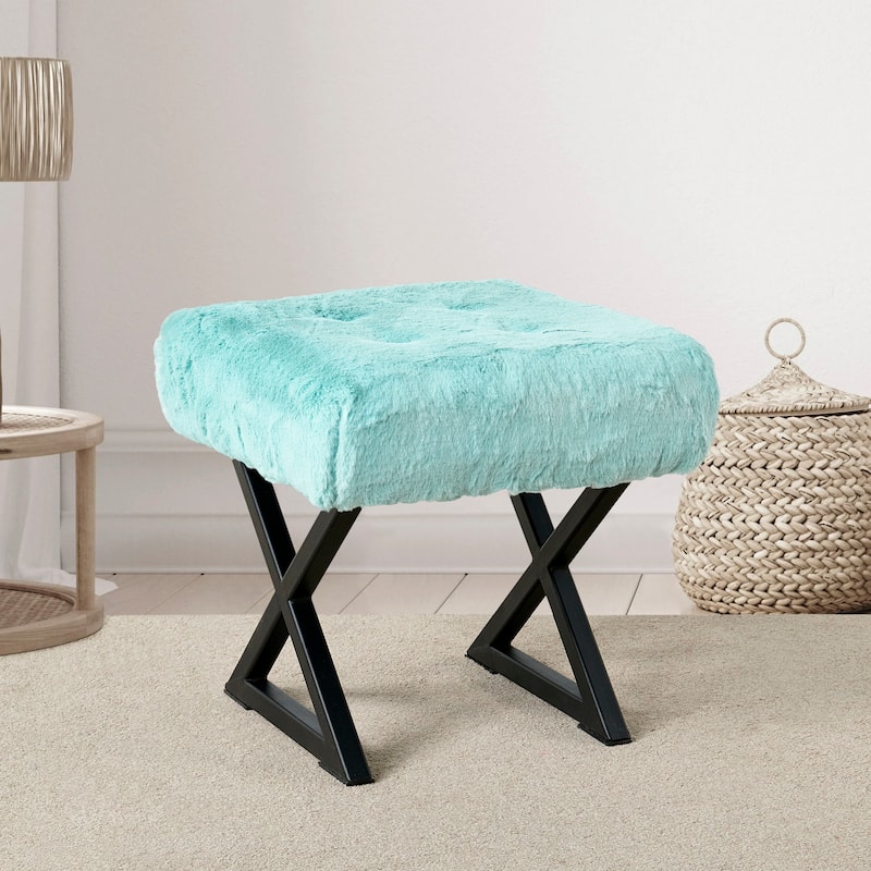 FauxFur Ottoman Vanity Stool 19"X19"X19".