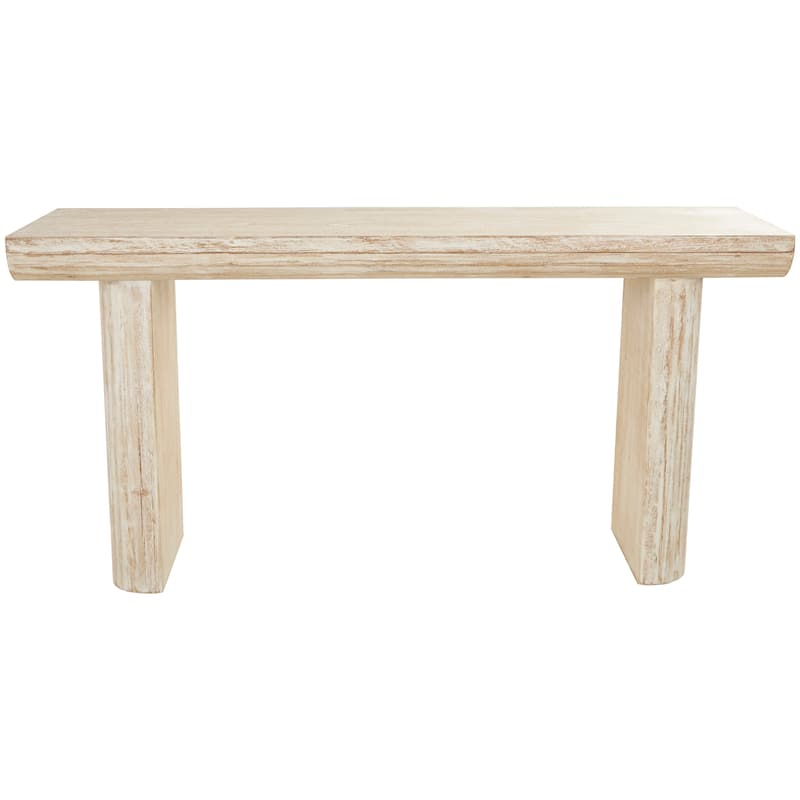 Wood Console Table with Block Legs - Beige - Roche River Decor - 16"Wx63"Lx32"H